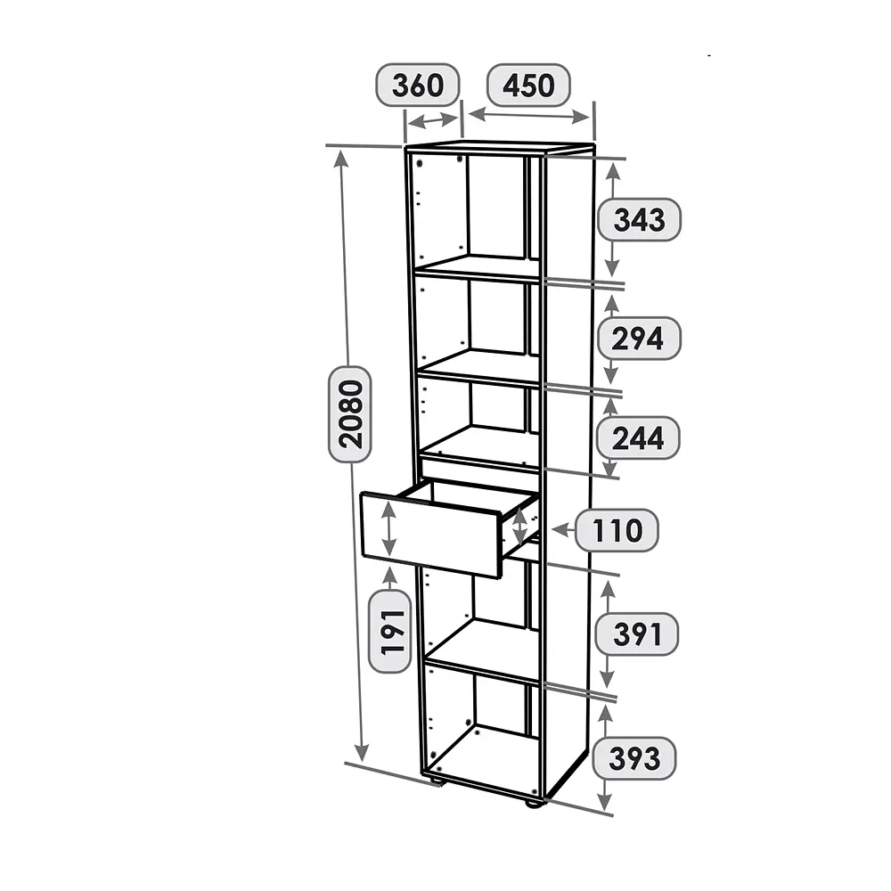 Пенал з висувною скринькою Еверест Лайт ПЛ-1 Дуб Крафт білий (DTM-071078) - фото 5