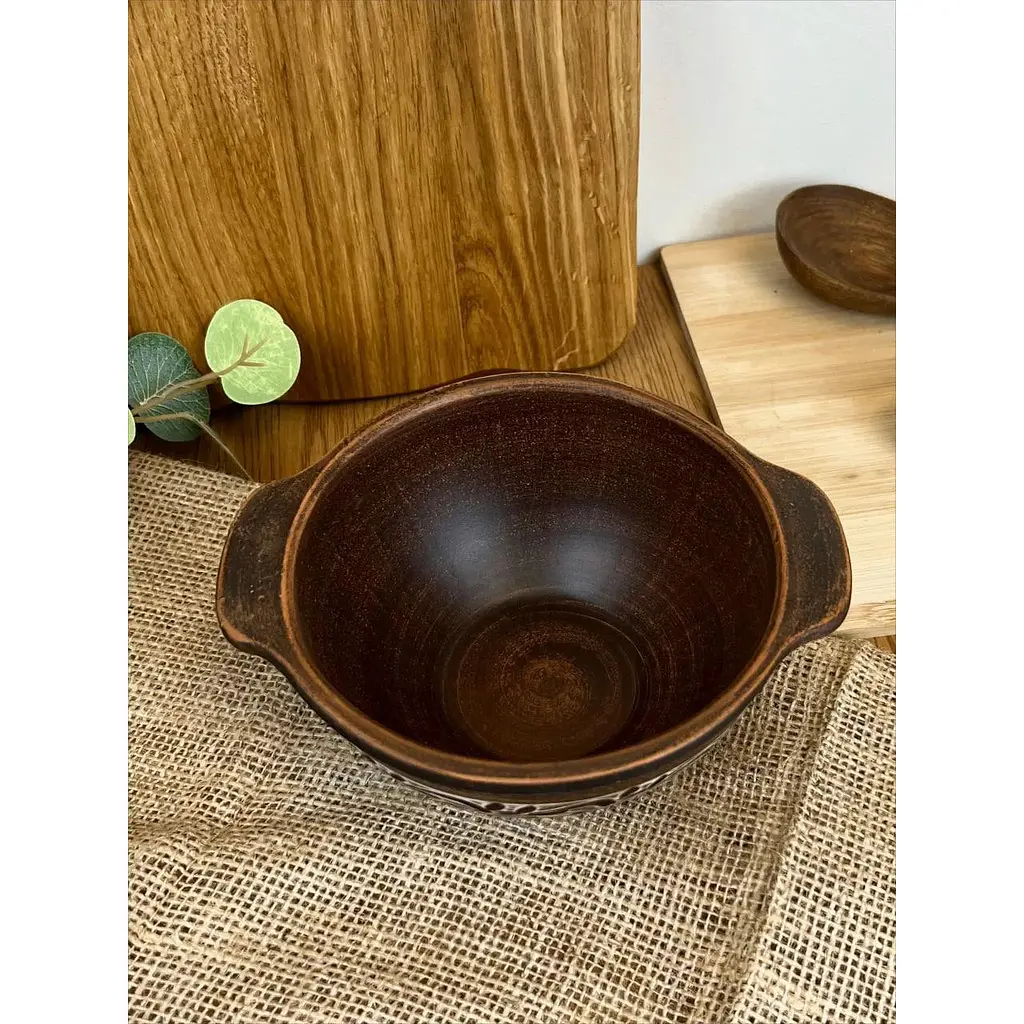 Бульйонниця керамічна (глиняна) різьблена 600 мл Ангоб - фото 3