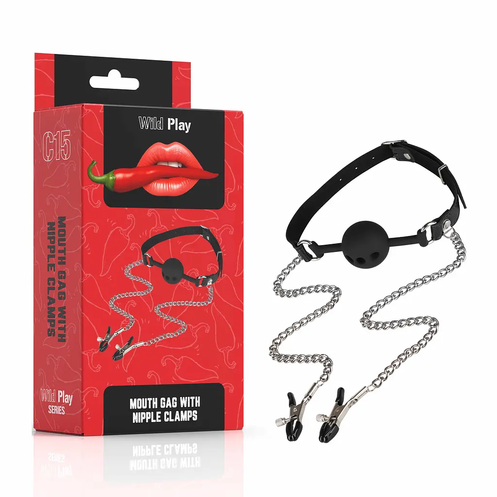 Набір БДСМ - Erospace Wild Play Mouth Gag With Nipple Clamps C15 - фото 9