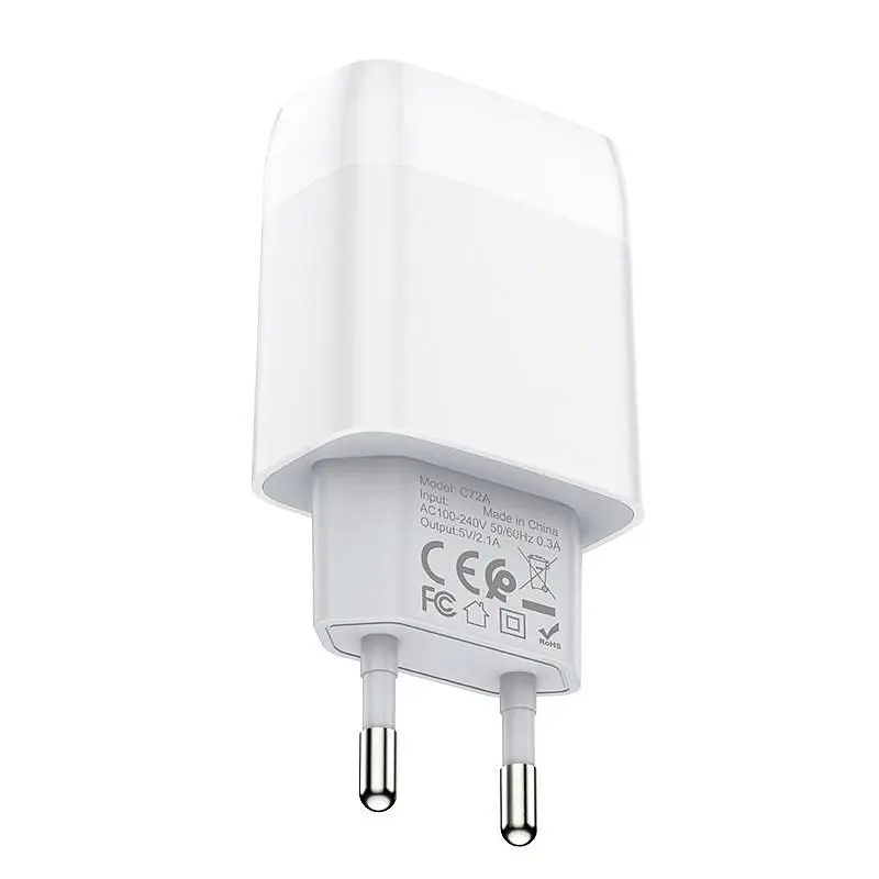 Зарядний пристрій Hoco C72A Glorious (1USB, 2.1А) White + кабель MicroUSB (6931474713001) - фото 5