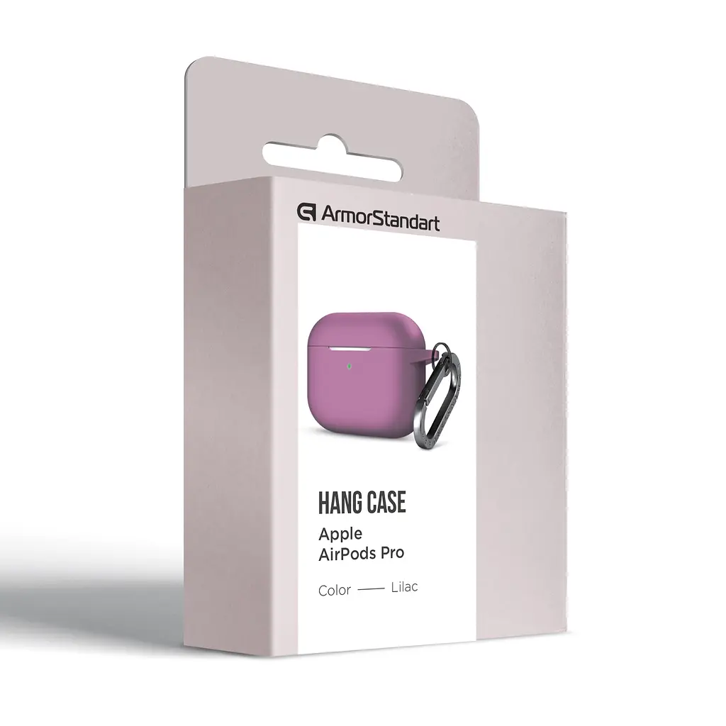 Силіконовий чохол для навушників Apple AirPods Pro, Hang Case, фіолетовий, ультратонкий захисний кейс товщиною 2 мм, захист від подряпин, пилу та ударів, компактний, з карабіном для кріплення, ArmorStandart (ARM56069) - фото 8