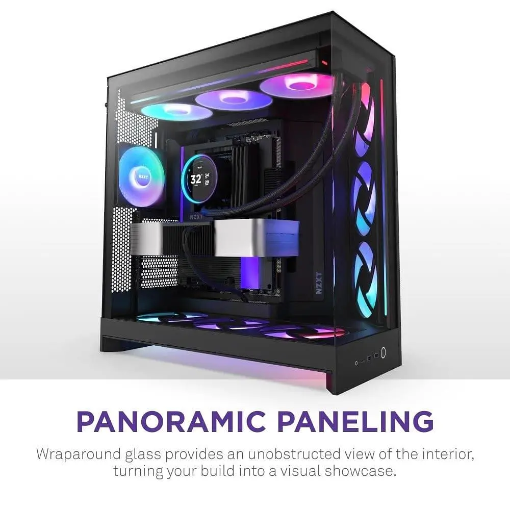 Корпус NZXT H9 Flow RGB+ из закаленного стекла без блока питания, черный (CM-H92FB-P1) - фото 4