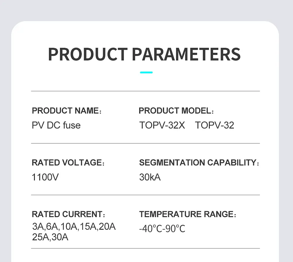Тримач запобіжників DC TOMZN TOPV-32X 2P 1100V LED із встановленим запобіжником 25A, для сонячних панелей (19623) - фото 10