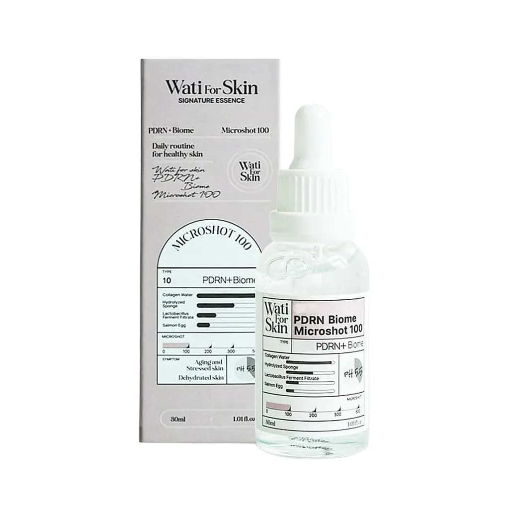 Есенція WATI FOR SKIN для обличчя PDRN + Biome Essence Micro Spicule 100 балансуюча з пробіотиками 30мл - фото 2