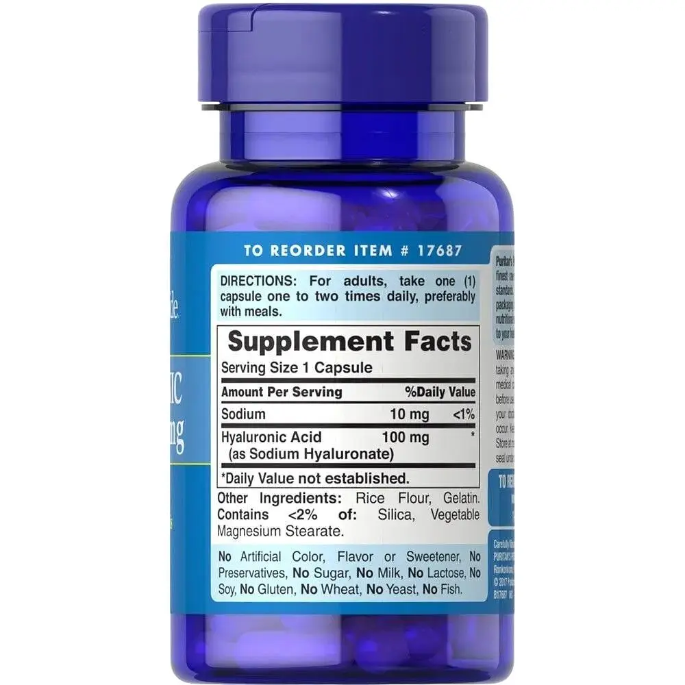 Гиалуроновая кислота Puritan's Pride Hyaluronic Acid 100 мг 30 капсул - фото 2