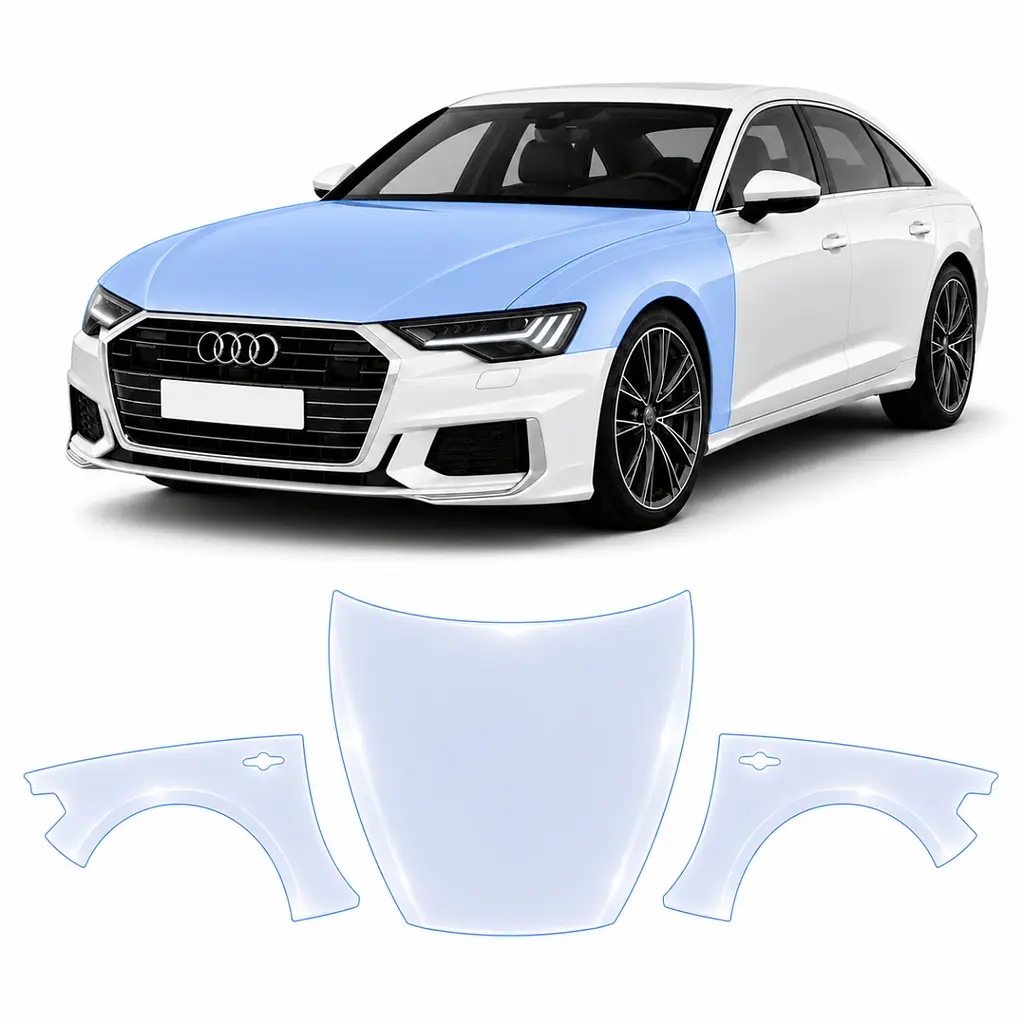 Антигравійна захисна бронеплівка за лекалами для Audi A7 C8 2018-2022 - капот і передні крила