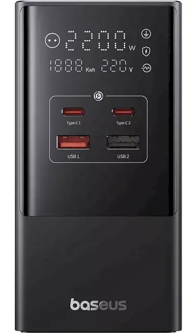 МЗП Baseus Power Combo Tower Digital Power Strip 3AC+2USB+2Type-C 35W with 1.5m Power Cord E00023606113-00 Black - фото 2