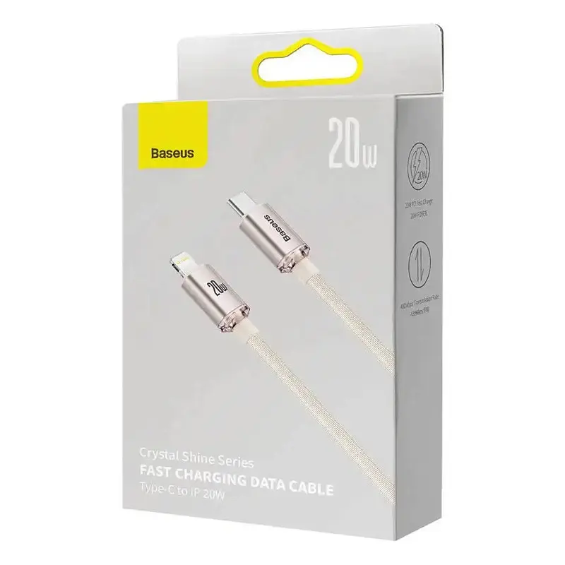 Кабель Baseus Crystal Shine Series Fast Charging Data Cable Type-C to iP 20W 1.2m Розовий - фото 2