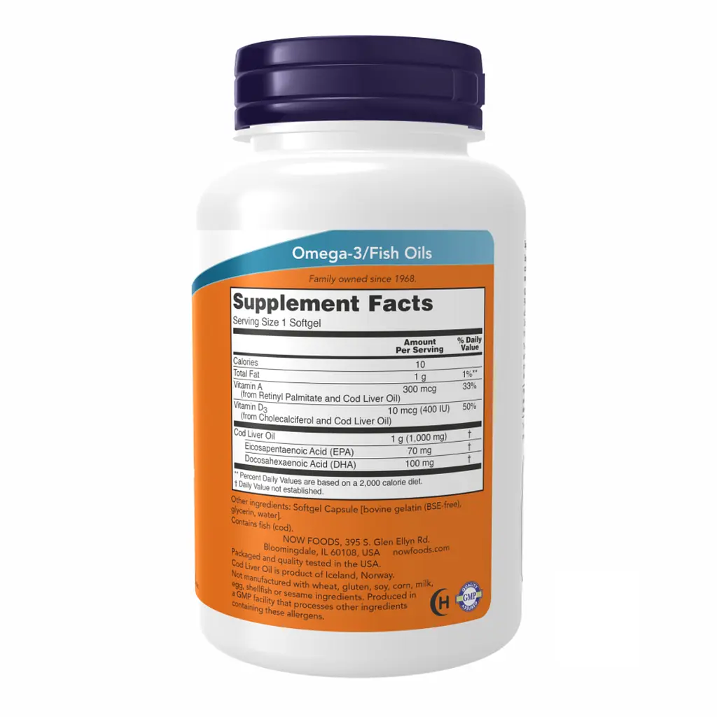 Олія печінки тріски Now Foods Cod Liver Oil 1000 мг 90 sgels - фото 2