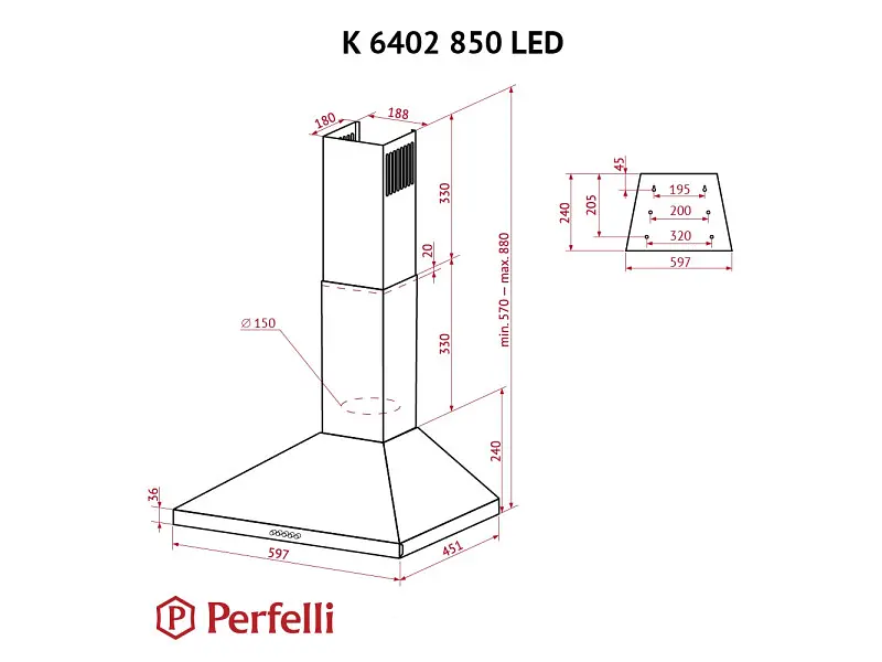 Витяжка Perfelli K 6402 SG 850 LED - фото 9