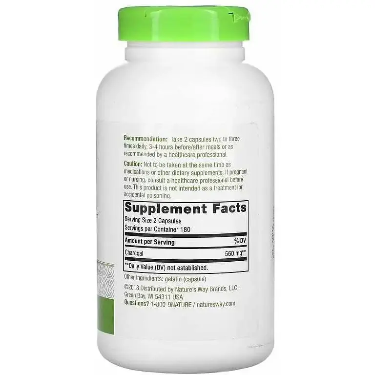 Активированный уголь Nature's Way Charcoal Activated 280 мг 360 капсул - фото 2