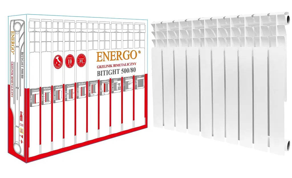 Радіатор біметалевий секційний Energo Bitight 500/80 (кратно 10), Білий - фото 2