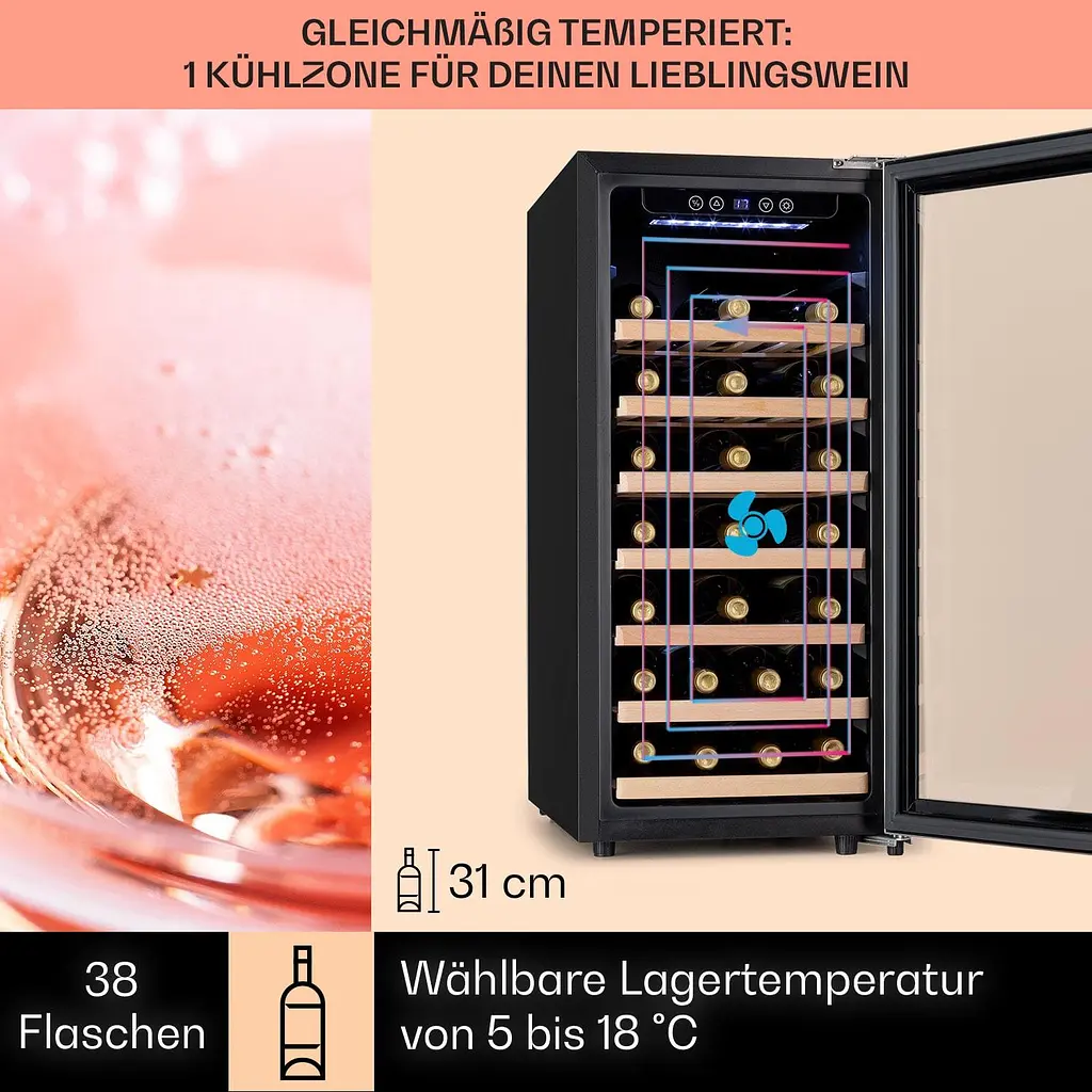 Винный холодильник Klarstein Vinamour 38 Uno (10041312) - фото 2