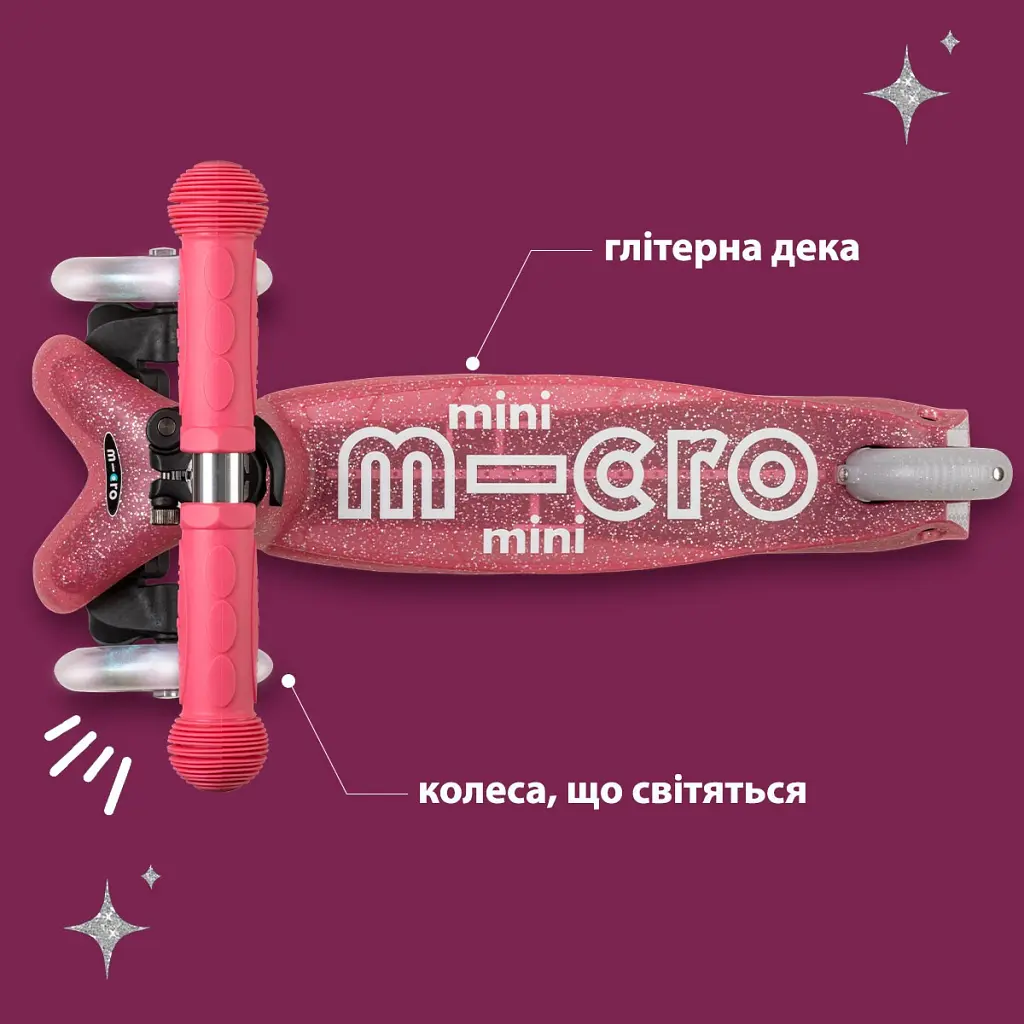 Самокат Micro Mini Deluxe Fairy Glitter LED Рожевий (MMD208) - фото 6