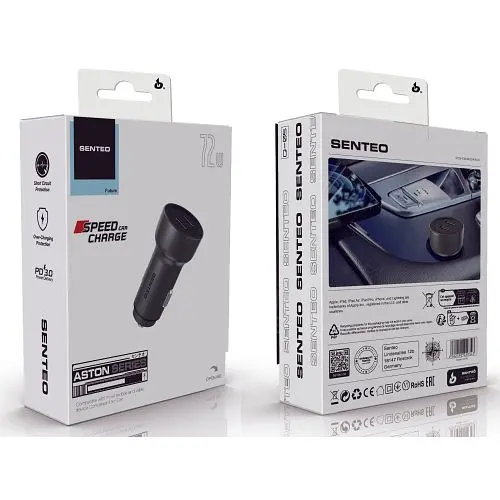 АЗП Senteo Q-05 Aston Series 2USB-C PD3.0&QC3.0 3A 72W Black - фото 2