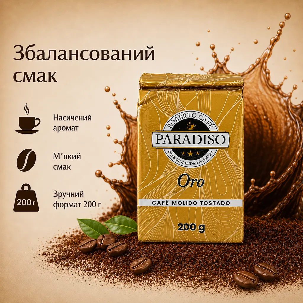 Кава мелена Paradiso Oro 200 г натуральна середнього обсмаження - фото 4