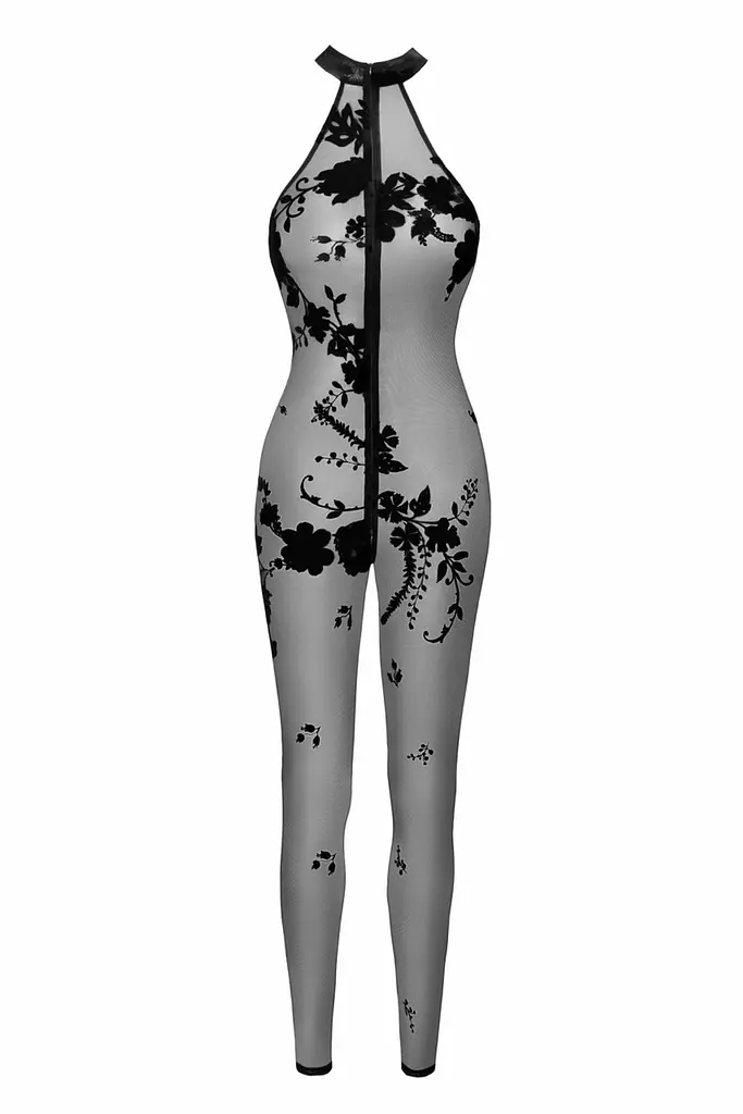 Бодістокінг Noir Handmade F315 Ego, XXL, black, прозорий, верх халтер, блискавка на все тіло - фото 5