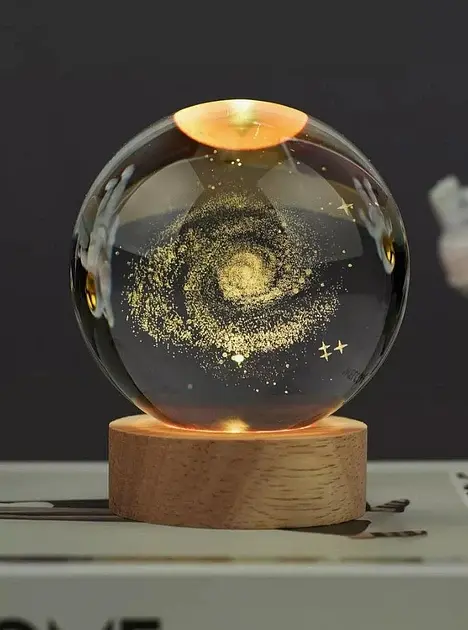 Декоративний 3D нічник кришталева куля Чумацький Шлях USB - фото 4