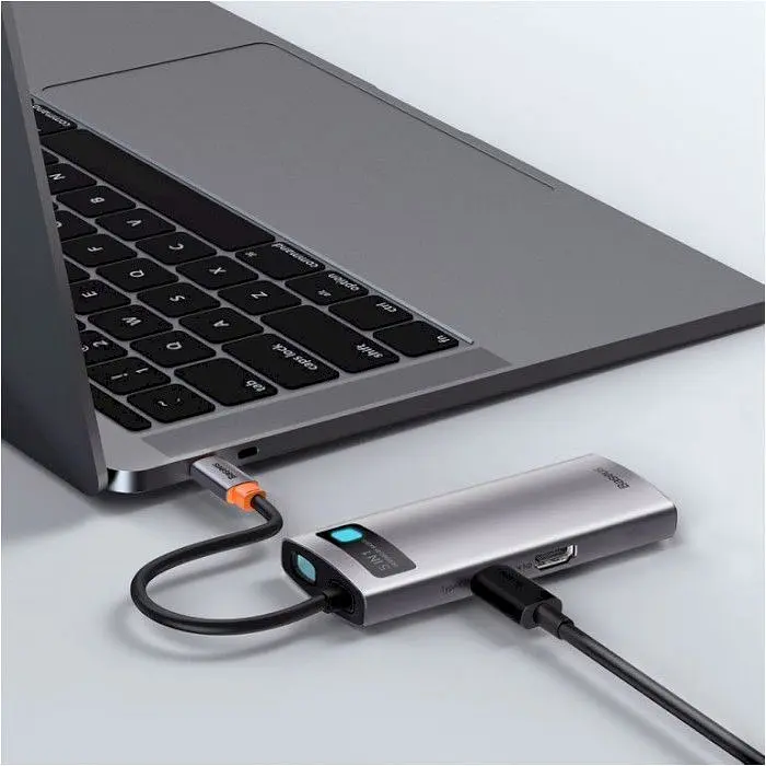 USB-хаб Baseus Metal Gleam Series 5-in-1 Multifunctional Type-C Hub Space Gray (CAHUB-CX0G) [72630] - фото 8