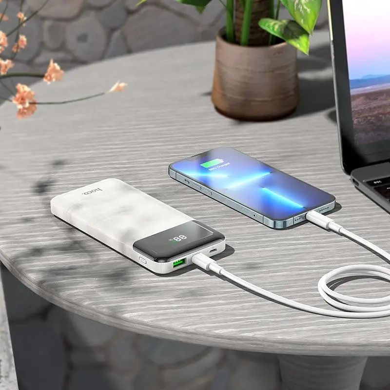 Зарядная мобильная батарея Hoco J102 10000mAh PD20W+QC3.0 с быстрой зарядкой и дисплеем (Белый) - фото 4