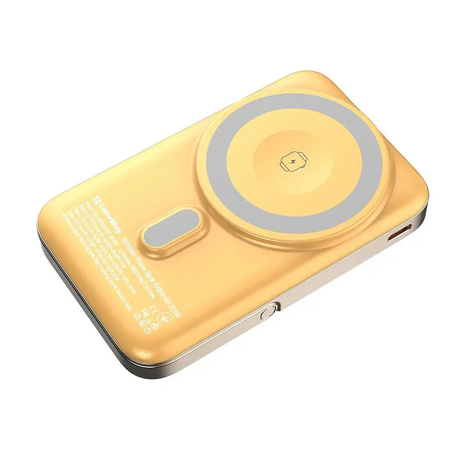 Повербанк Powerbank ColorWay PB-100LPA2Y-WPDD 10000mAh 15W MagSafe Watch (USB-C PD 22.5W) Orange - фото 3