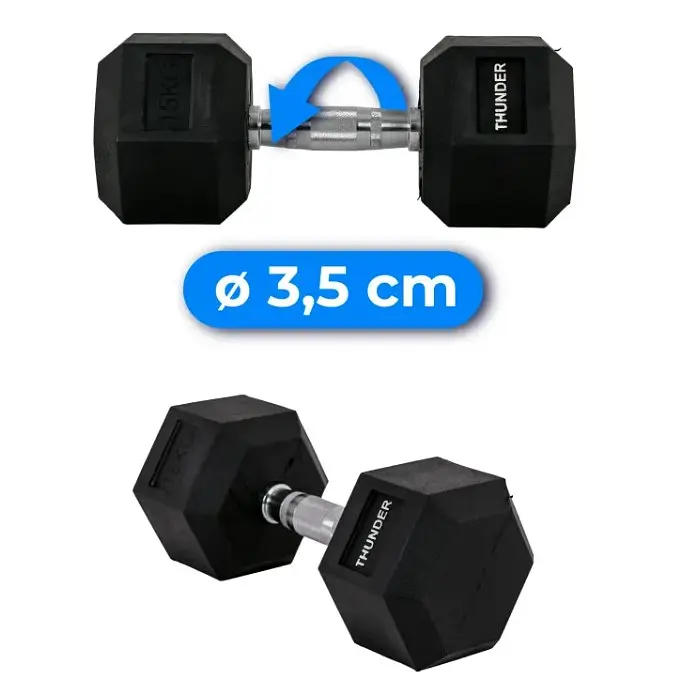 Гантель шестигранна Thunder 15 кг (HEXAGONAL-DUMBBELLS-15KG) - фото 3