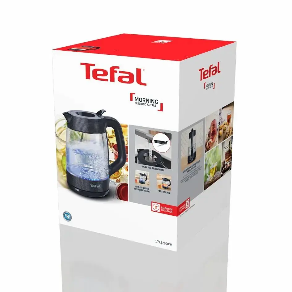 Tefal Електрочайник Tefal Morning Glass Kettle, 1.7л, скло, з підсвіткою, чорний - фото 10