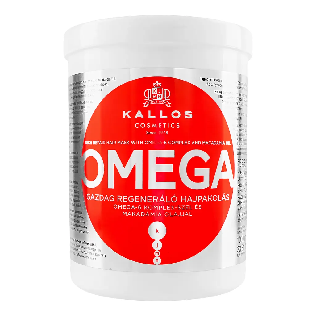 Маска для волос Kallos Cosmetics Omega восстанавливающая с комплексом Омега-6, 1 л - фото 2