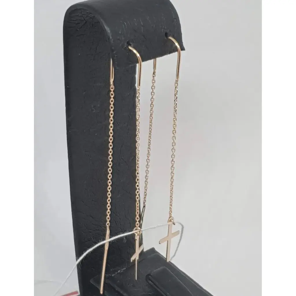 Золоті сережки-протяжки Tango Хрестики. 580111 - фото 3