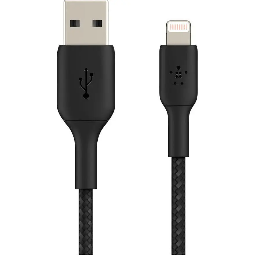 Кабель Belkin Boost Up Charge Braided USB-A to Lightning 2m Black (CAA002BT2MBK) [158797] - фото 2