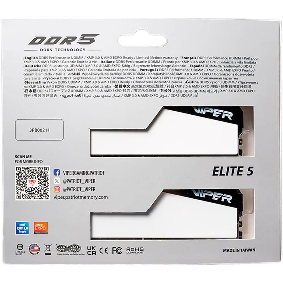 Модуль пам'яті Patriot DDR5 32Gb (2x16) Viper Elite 5 5600Mhz (VEB532G5636KW) - фото 5