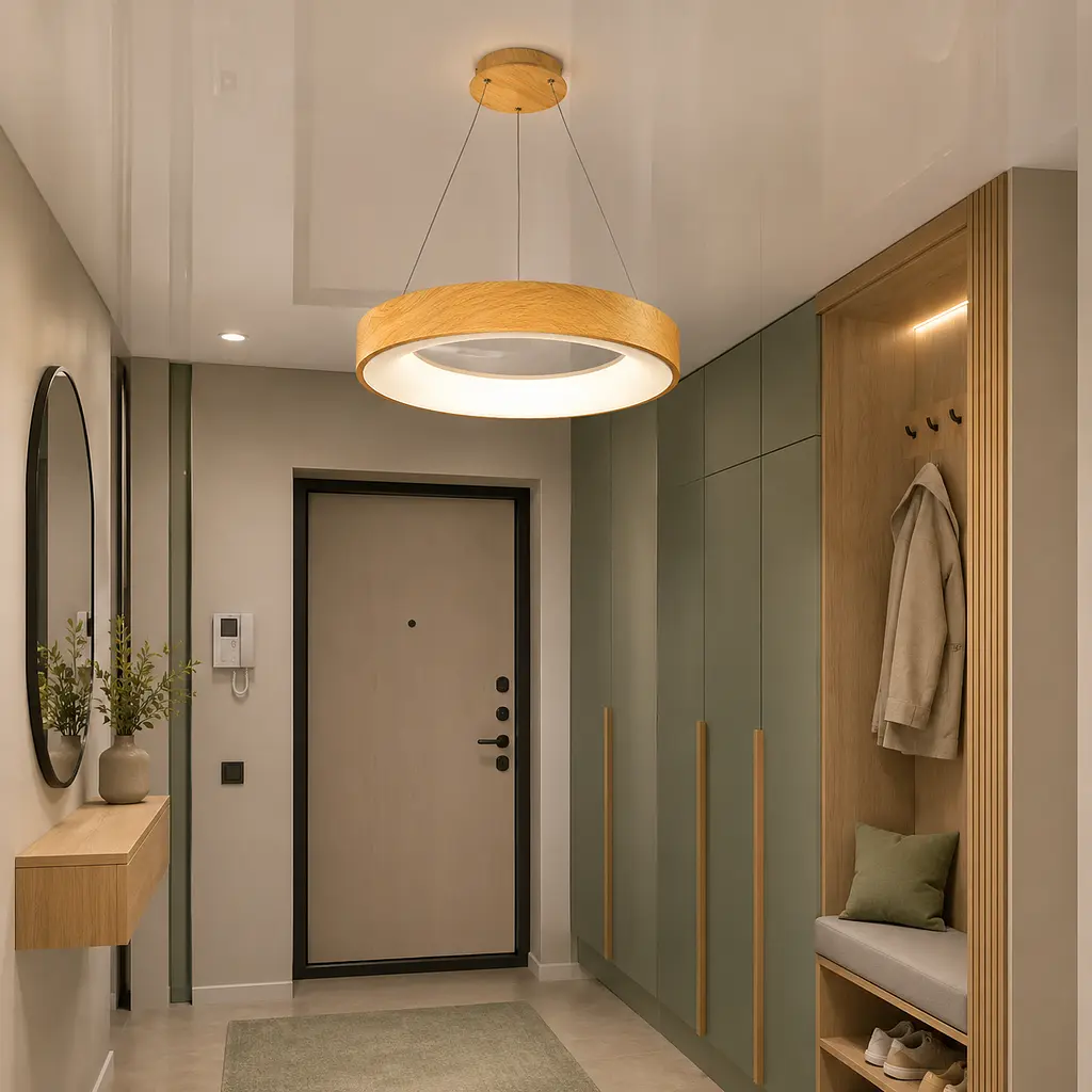Сучасна підвісна LED-люстра Levistella 781P2291 (600) LWD світле дерево 90W з пультом