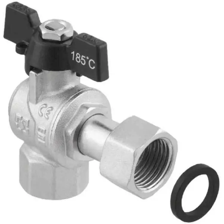 Кран кульовий RAFTEC 3/4" кутовий з накид. гайкою ВВ, DRBZ2, метелик, BLACK