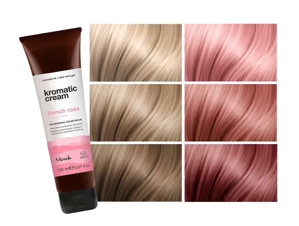 Живильна тонувальна маска ПАСТЕЛЬНИЙ РОЖЕВИЙ NOOK KROMATIC CREAM Nourishing Color Mask French Rose 150 мл - фото 2