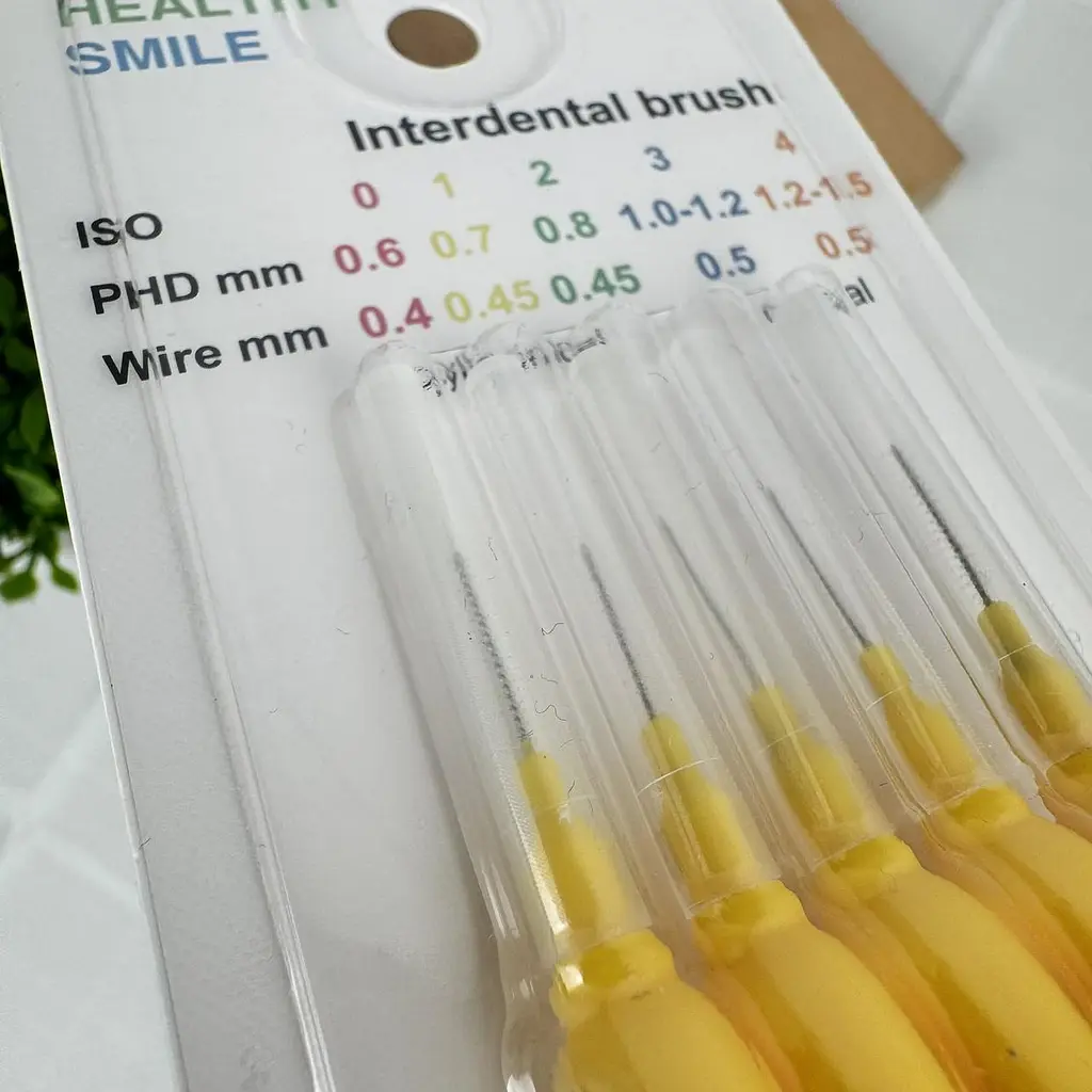 Міжзубні йоржики Healthy Smile ISO 1, PHD 0.7 мм, жовті, 5 шт, для щоденного використання та брекетів - фото 2