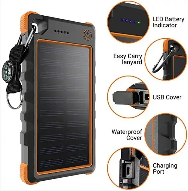 Портативная батарея Solar Power Bank 10000mAh IC-PC25B Солнечное зарядное устройство - фото 6