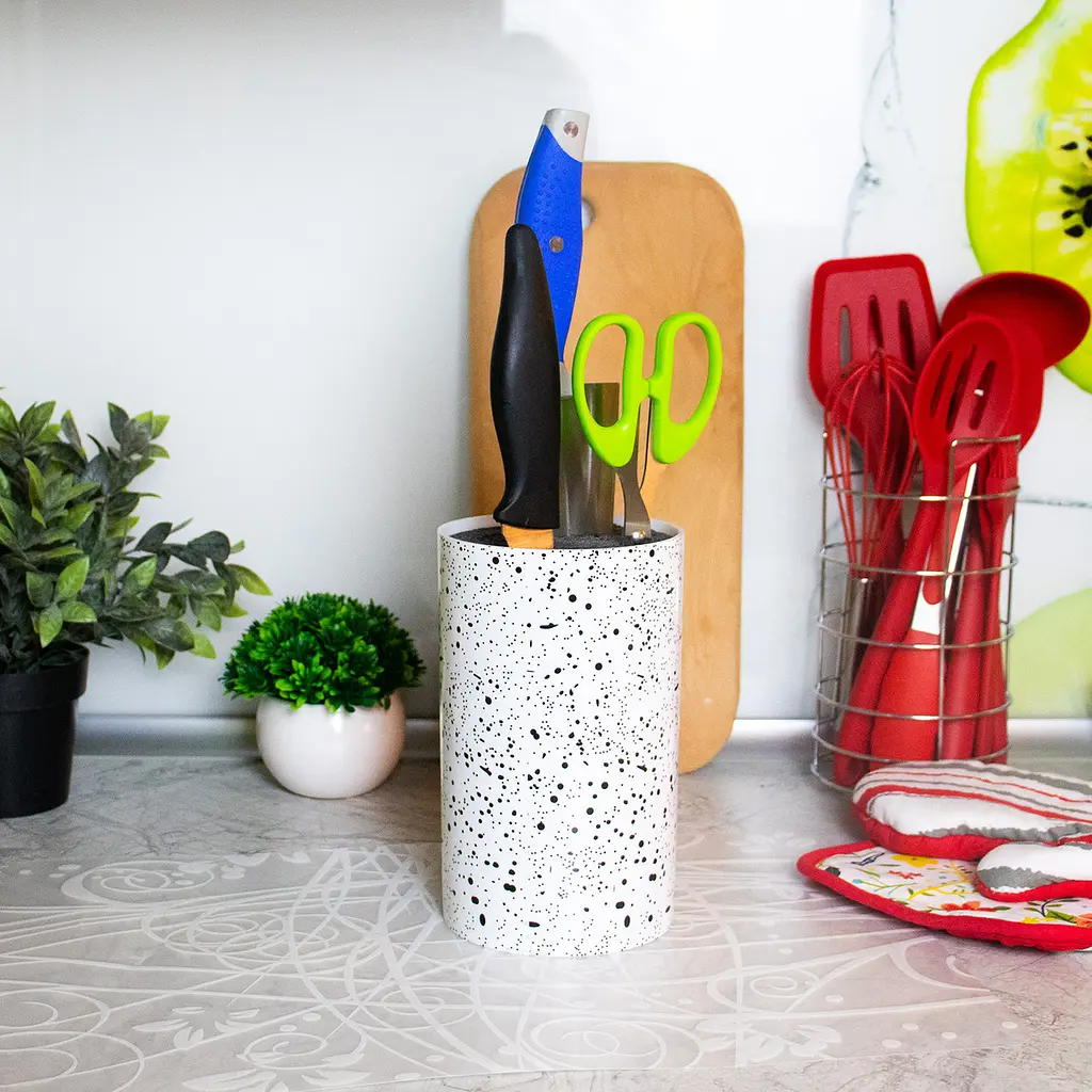 Подставка для ножей с наполнителем из волокна универсальная Granite Knife Holder, Kitchen Master Белый 85717 - фото 2