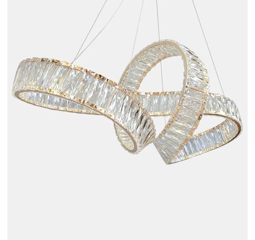 Золота дизайнерська кришталева LED люстра Artlight 549-800GD довжиною 80 см, 113W, 3 режими та пульт. - фото 5