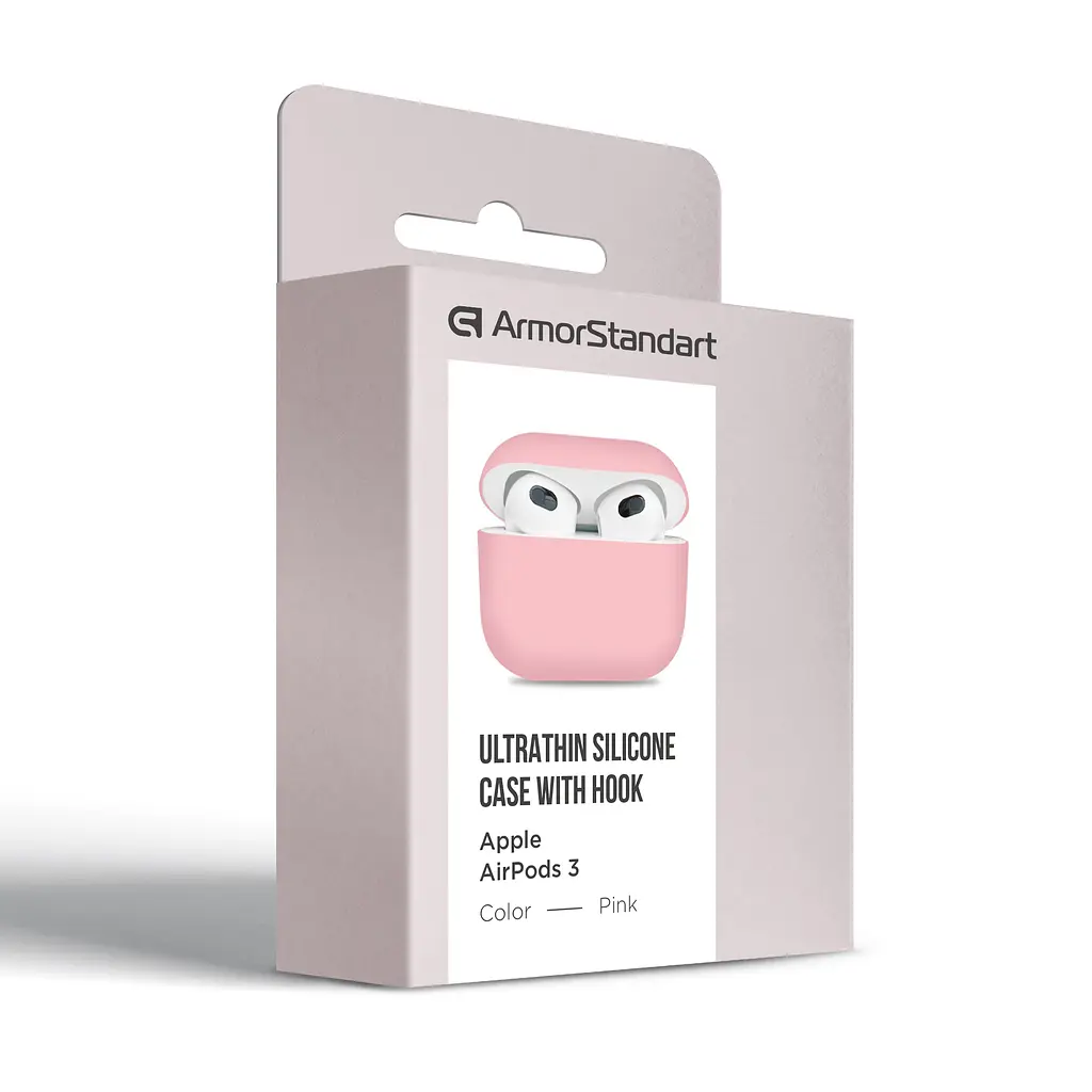Силіконовий чохол для навушників Apple AirPods 3, Ultrathin Silicone Case, рожевий, захисний чохол, ультратонкий і легкий, захист від подряпин і пилу, м"який силікон, ArmorStandart (ARM60288) - фото 3
