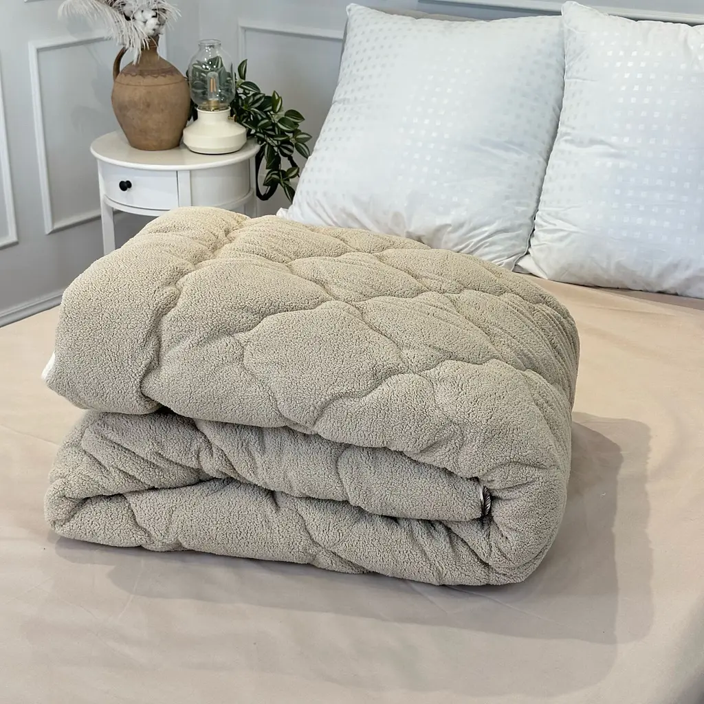 Ковдра євро відкрита двостороння з вовни Arda Camell wool 21438 195х215 см бежева - фото 6