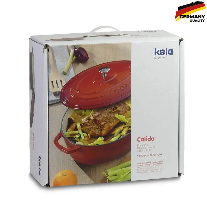 Каструля чавунна з кришкою KELA Calido червона 24 см 3,8 л (11941) - фото 8