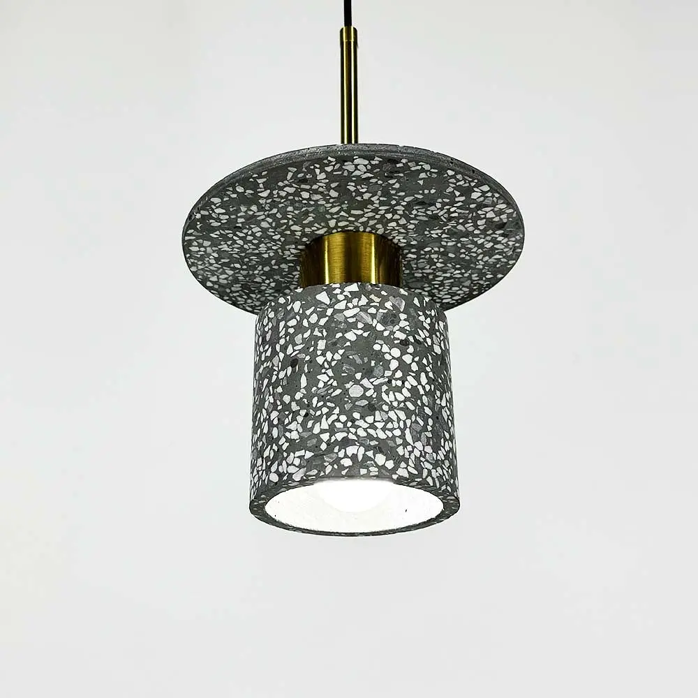 Підвіс Terrazzo Cylinder із сірим бетонним плафоном 20 см в стилі Ар-деко Line.F MJ 162-200 BK - фото 7