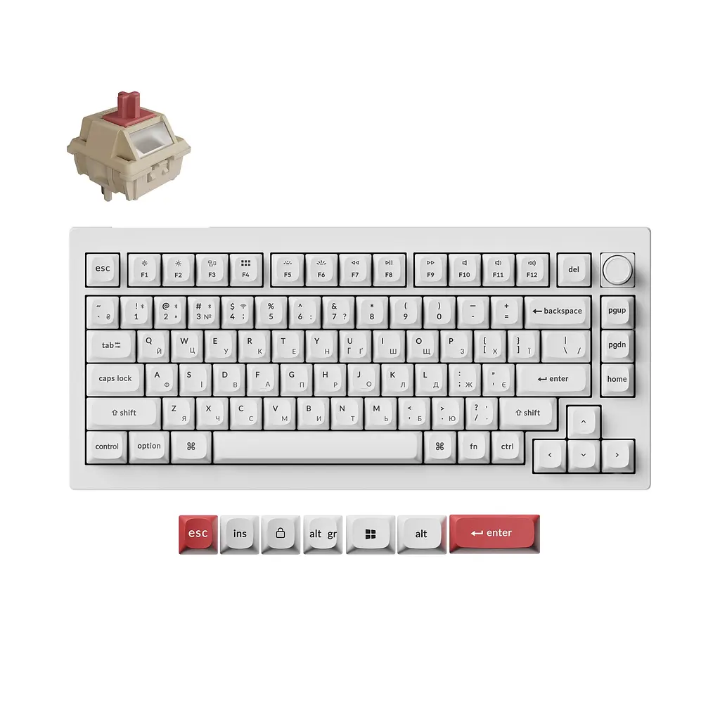 Клавіатура бездротова Keychron V1 Ultra Keychron Red Switch White RGB (V1U-F1-UA) - фото 7