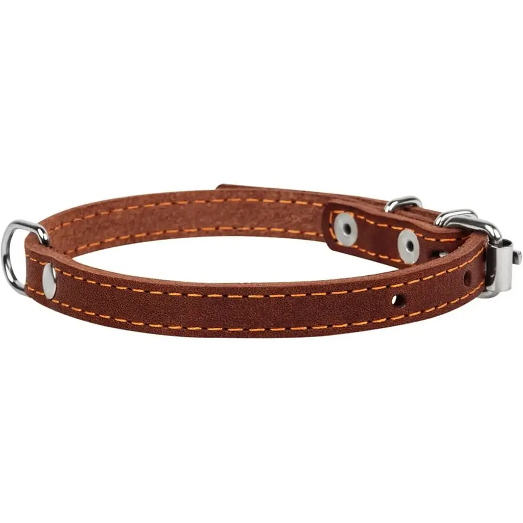 Нашийник одинарний Collar, шкіра, 24-32х1,2 см, коричневий - фото 3