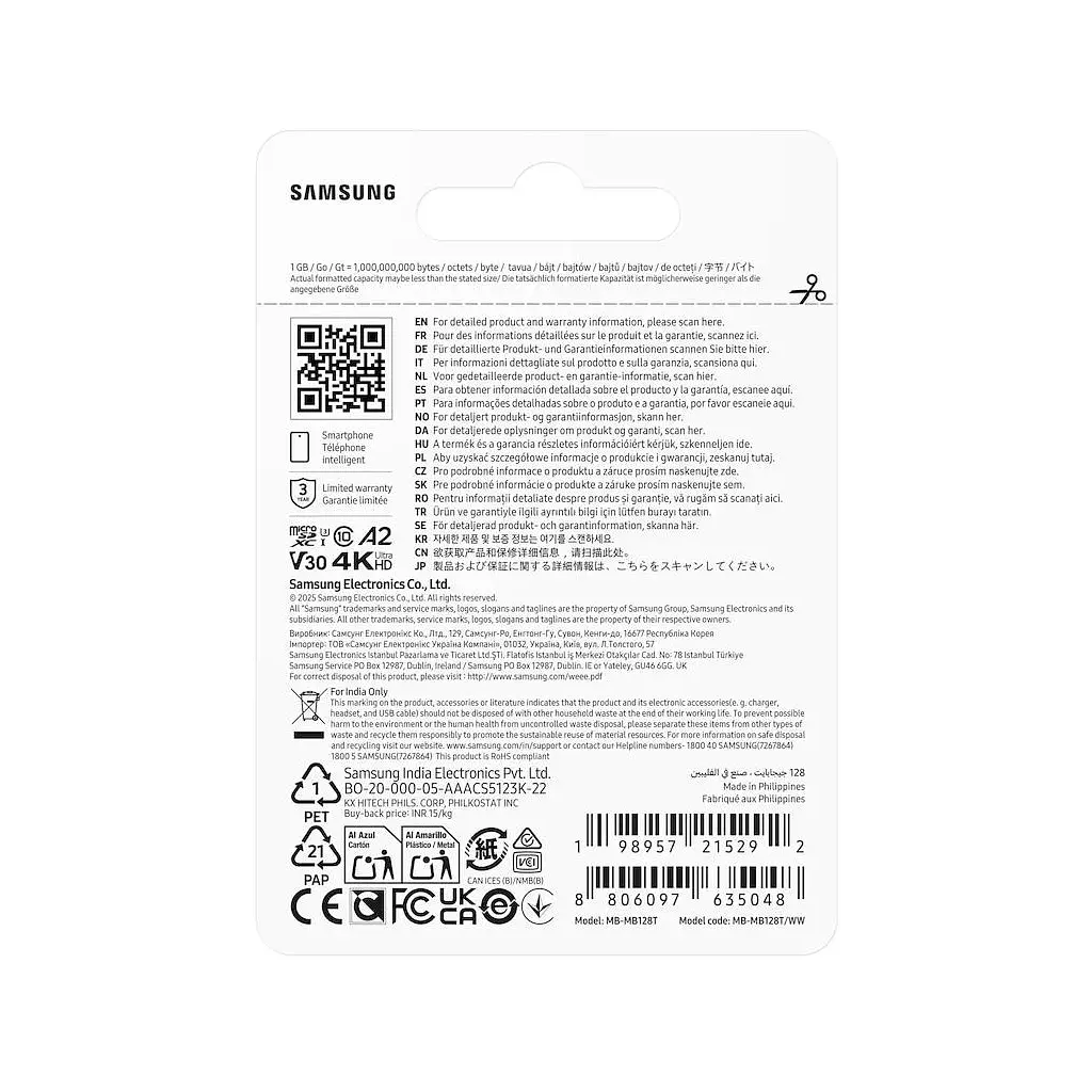 Карта пам'яті Samsung 128GB microSDXC class 10 UHS-I U3 V30 A2 T7 (MB-MB128T/WW) - фото 5