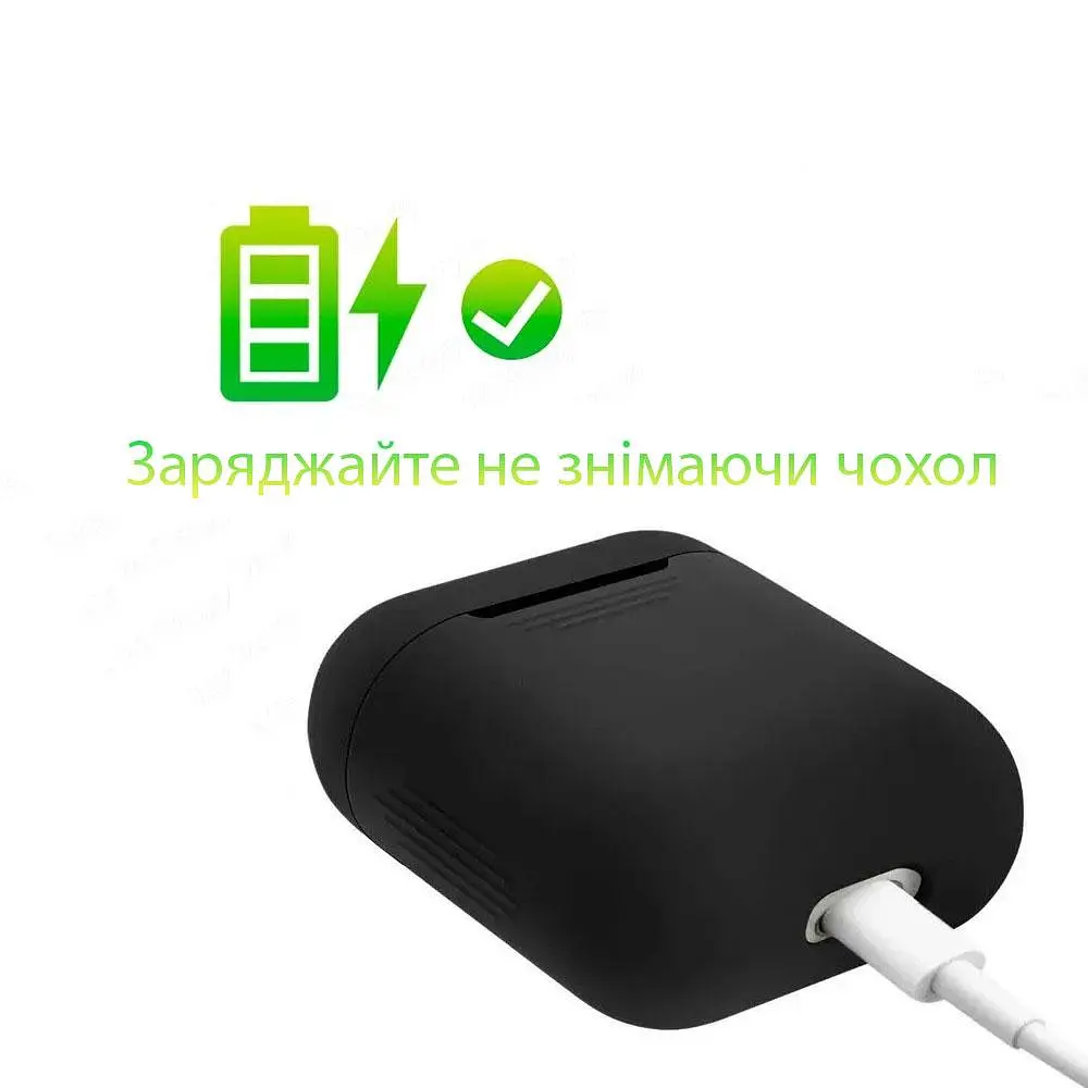 Силиконовый чехол для наушников Airpods 1/2 черный чехол для аирподс футляр для наушников air pods - фото 7