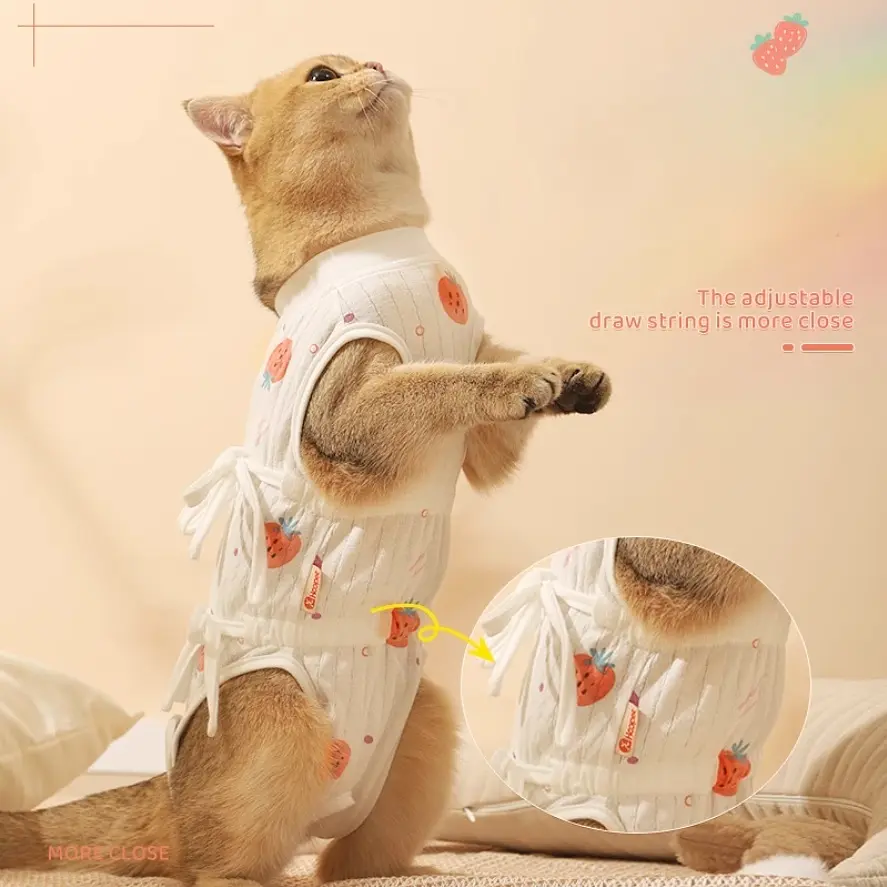 Одяг для котів після операції Hoopet Pure Cotton Strawberry L - фото 3