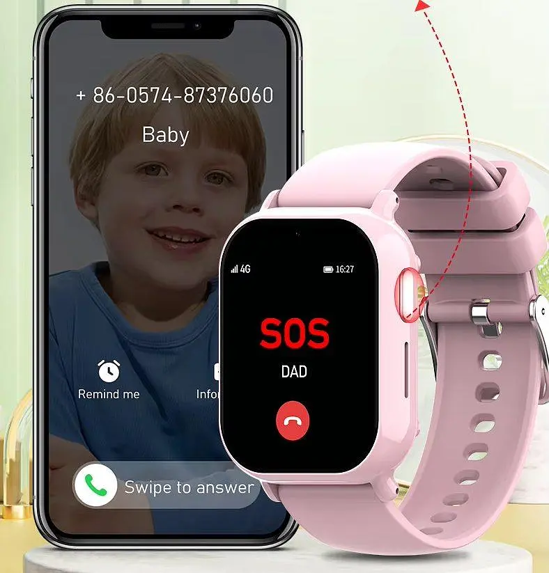 Розумний дитячий годинник Lemfo M05 з 4G сім картою, камерою, GPS відстеженням та прослушкою Рожевий - фото 7