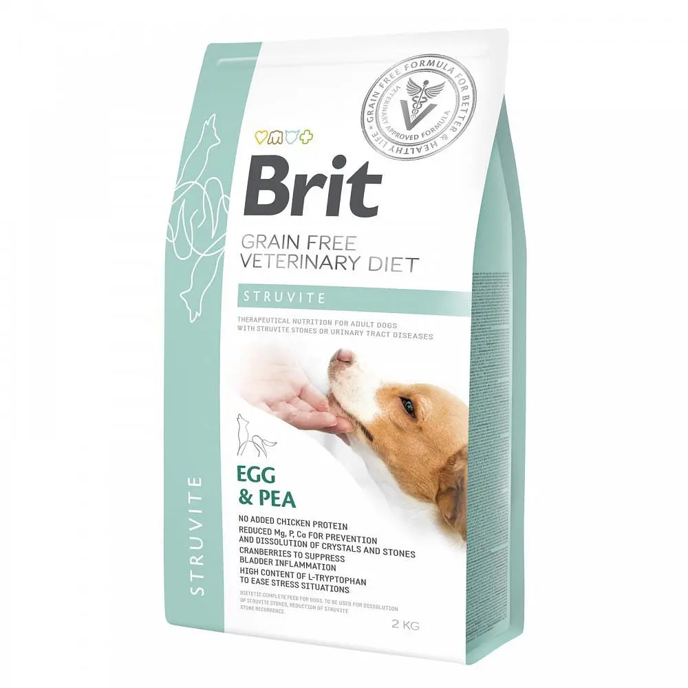 Дієтичний сухий корм Brit GF VetDiet Dog Struvite для собак, при сечокам'яній хворобі з яйцем, індичкою, горохом та гречкою 2 кг (арт.170951/528226)