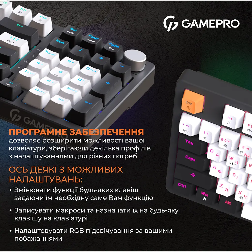 Клавиатура GamePro Red с Hot-Swap RGB Black проводная механическая (MK170B) - фото 13